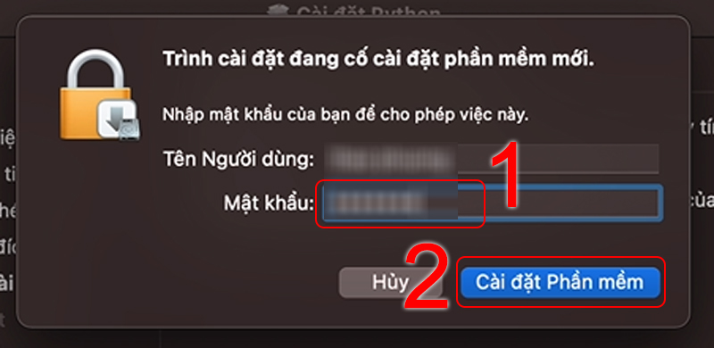 Nhập mặt khẩu để xác thực